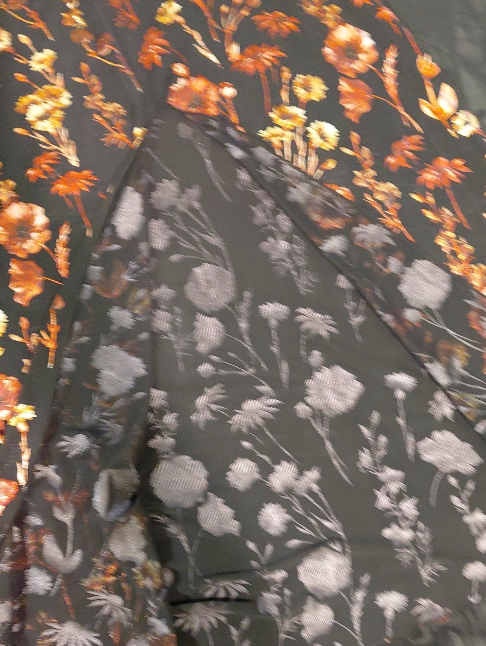 DOLLSKILL CURRENT MOOD MAXI XXL Black Slip Dress with Burnt Orange Floral Print - Picture 12 of 16